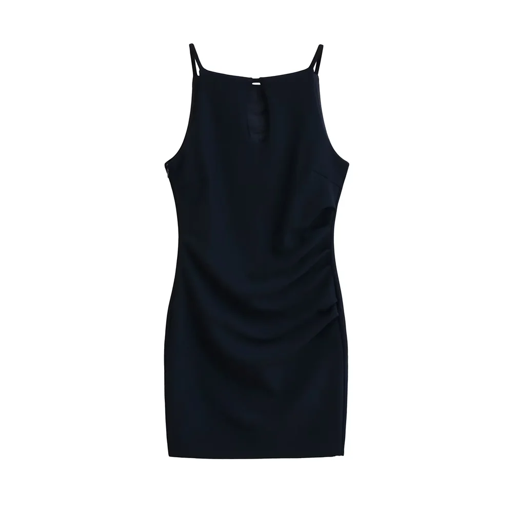 2025 New Arrival Women's Dress with Cut Out Design Spaghetti Straps and y2k Ruched Details for Stylish Look