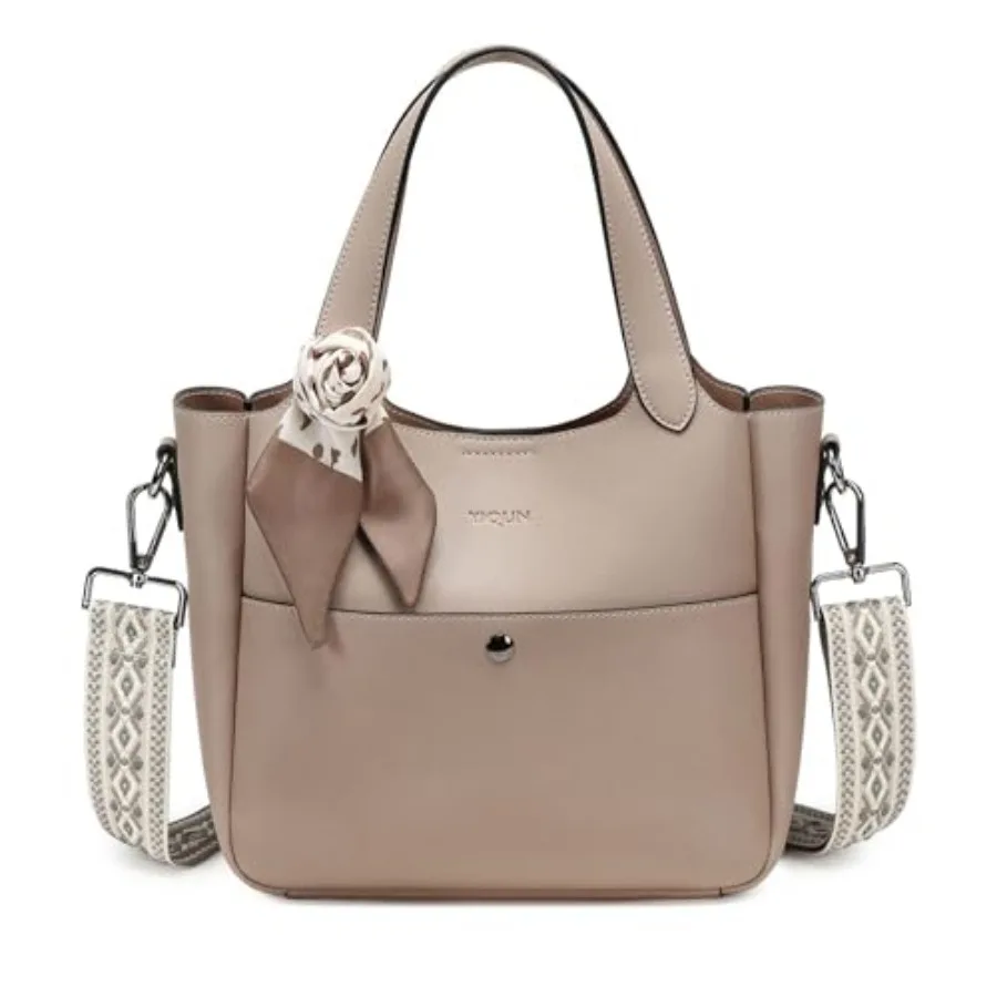 

Tote Bag for Women PU Leather Bucket Purse for Women Top Handle Handbag Shoulder Bag wIth Detachable Small Purse