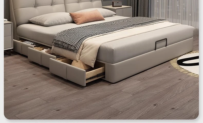 

customizedLeather bed, high-end atmospheric storage with storage drawers, modern simple soft bag double