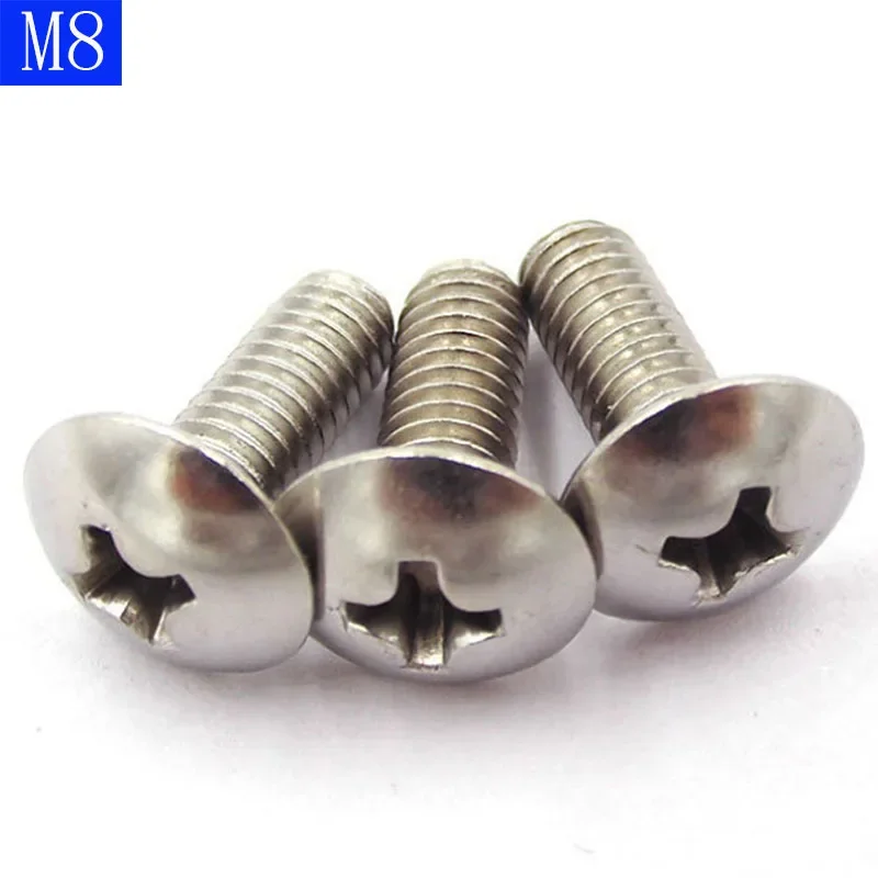 M8 - 1.25 ( 8mm ) 304 Stainless Steel Phillips Pan Cross Drive Truss Head Machine Screws A2 bolts