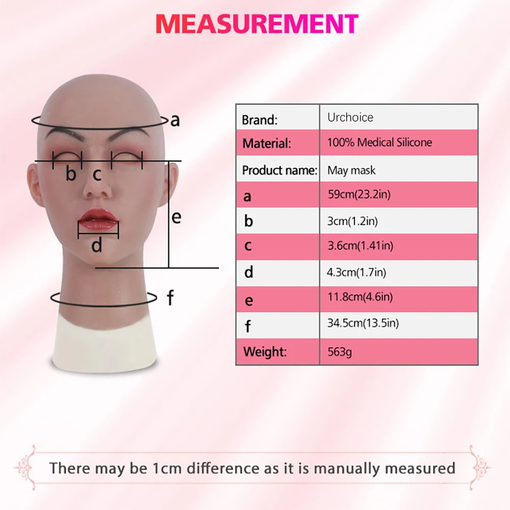 Fake Man to Woman Cosplay Head Mask Artificial Boy to Sexy Girl Transgender Disguise Mask Crossdressing Lifelike Halloween Face