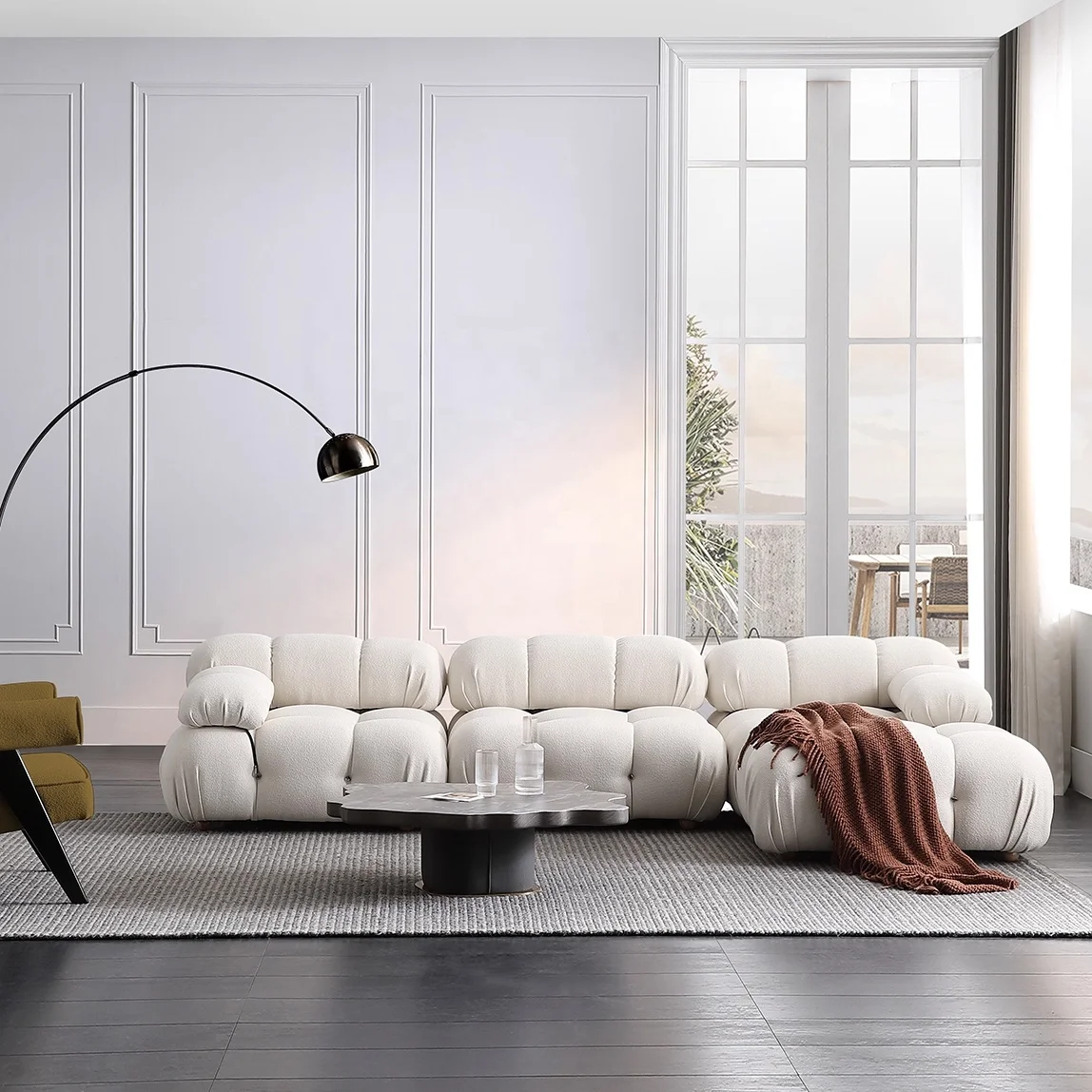 # Italian Modern Luxury Sherpa Living Room Sofa Set 3-seater Modular Apartment Villa Free Combination Mario Bellini Sofa