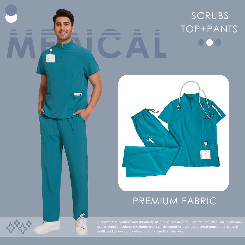 Unisex Gerade Hosen Anzug Krankenhaus Chirurgische Peelings Set Arzt Uniform Frauen Männer Medizinische Zahnarzt Overalls Apotheke Labor Arbeitskleidung