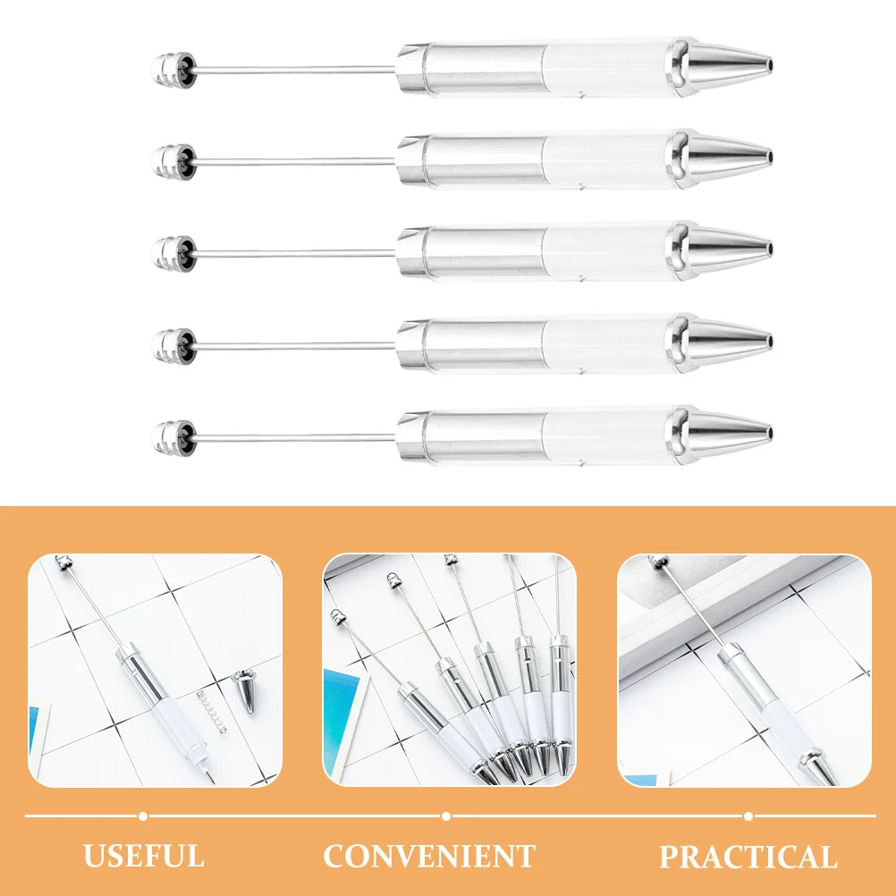 

5Pcs Beadable Pen Portable Ballpoint Pen with Extra Smooth Ink for DIY Projects and Daily Use Office Writing Beadable Pens