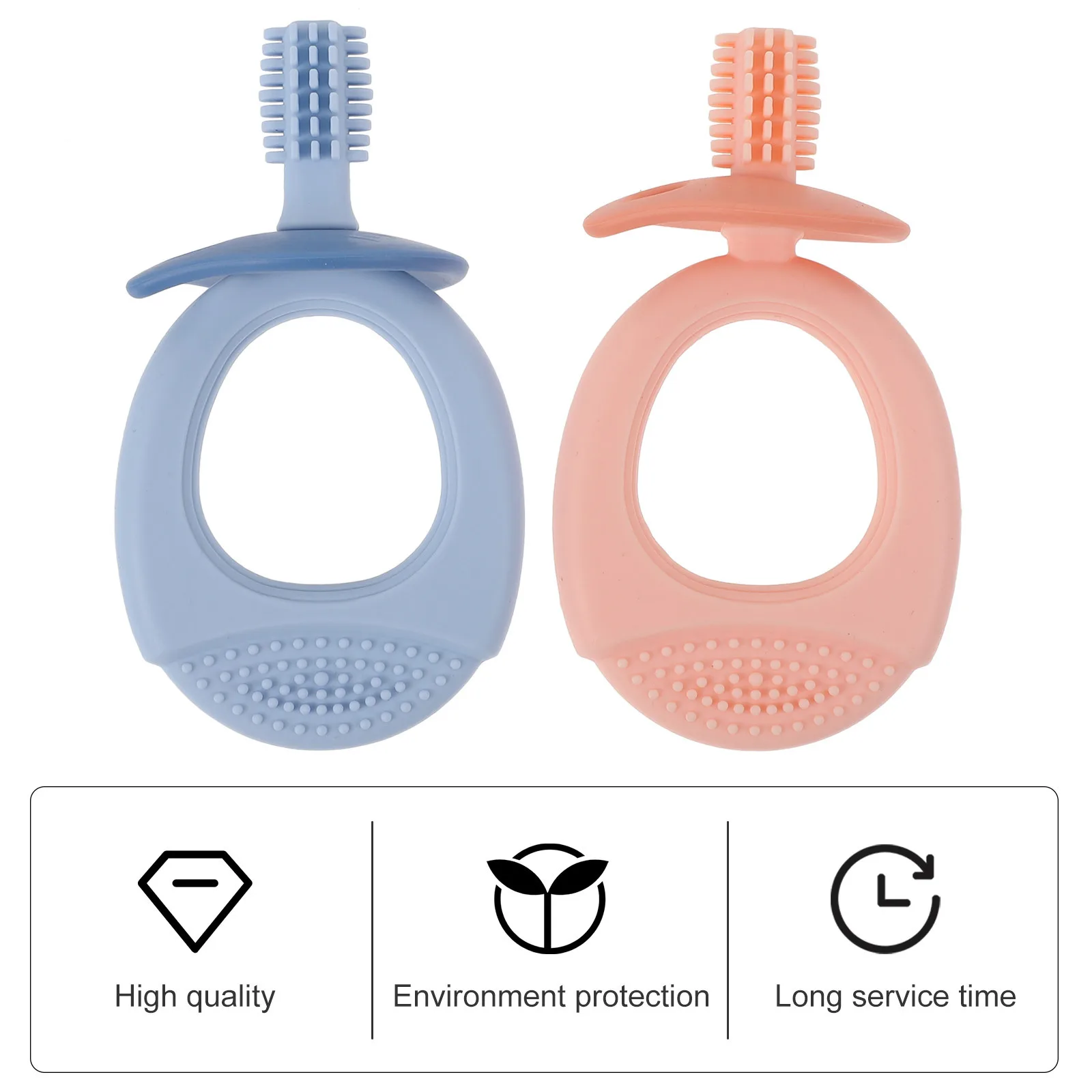 

2Pcs Baby Silicone Toothbrush Compact Size Multifunctional Cleaning Tool Soft Bristles Prevent Teeth Recession Portable Infant
