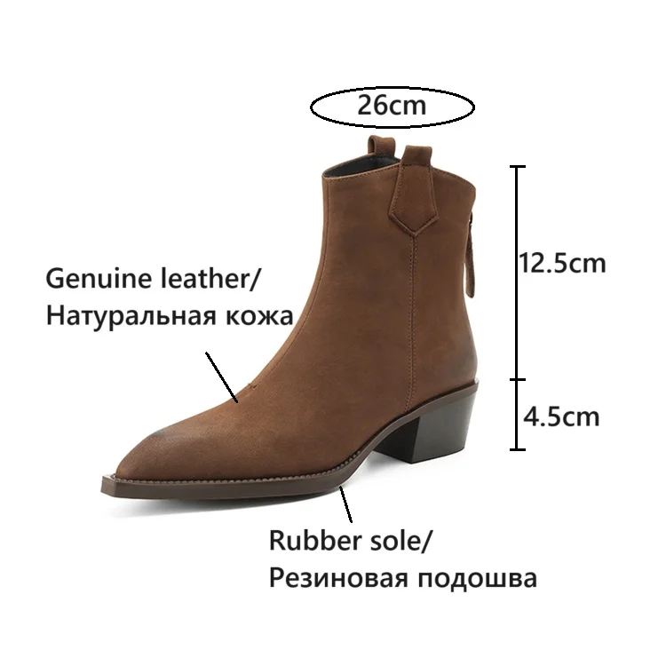 Nowy damskie jesienne botki szpiczasty palec u nogi buty ze skóry naturalnej na obcasie dla kobiet zwięzły zamek błyskawiczny botki buty zachodnie