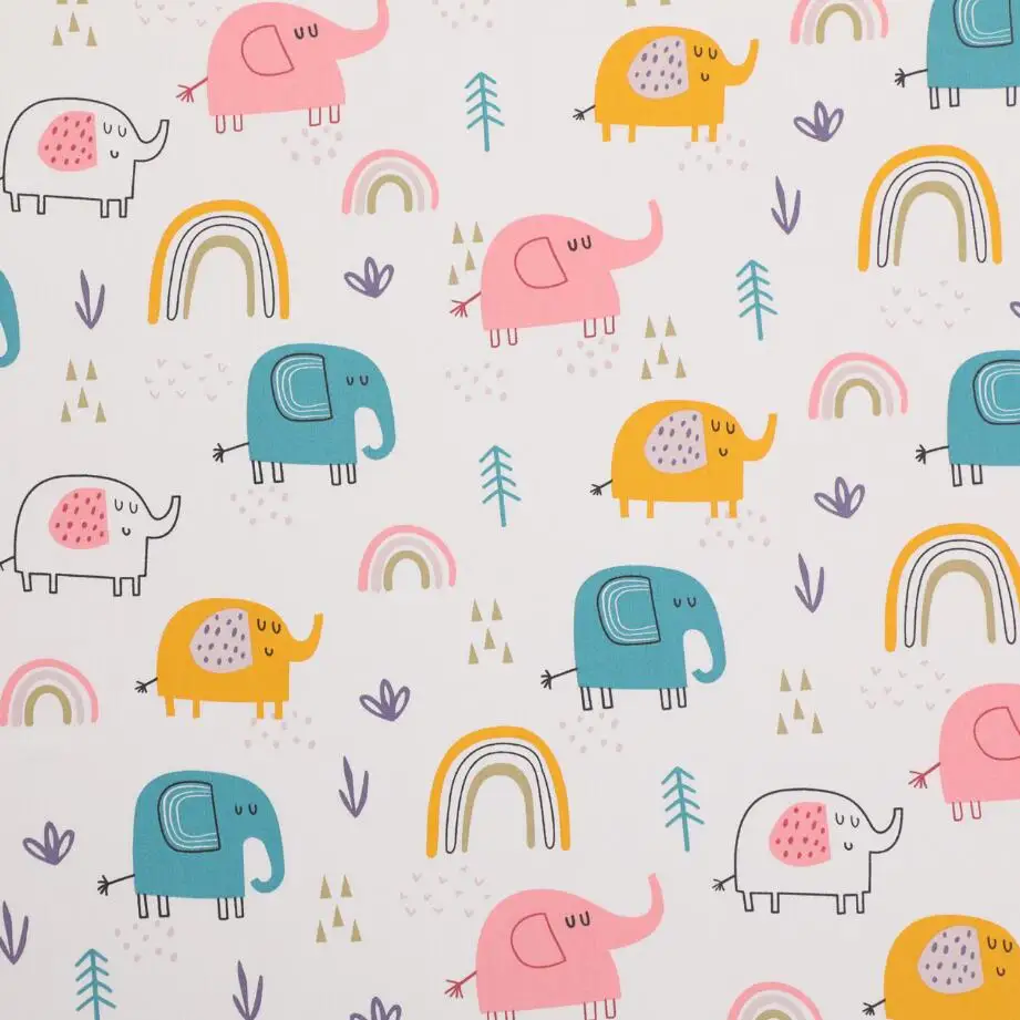 Cotton Fabric for Sewing Craft, Cartoon Elephant Tree Print, Quilting, Baby Dress, Tecido, DIY Patchwork, Handmade