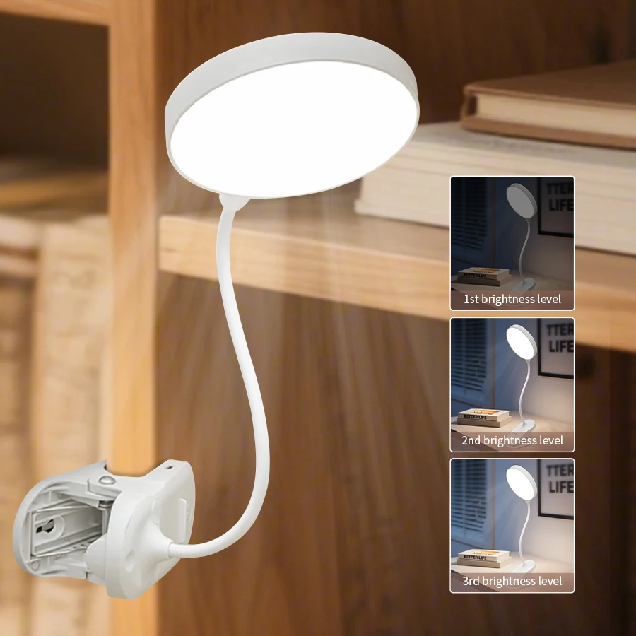

Clip-On Book Light Rechargeable Desk Lamp Reading Light Portable Table Lamp Desktop Book Lamp Dimmable Eye Protection Study Lamp