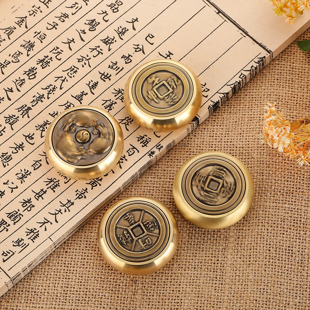 Brass Fidget Spinner Chinese Idioms Lucky Fortune Turn Things Around Best Wishes Metal Hand Spinner Adult Fidget Toys for Kids