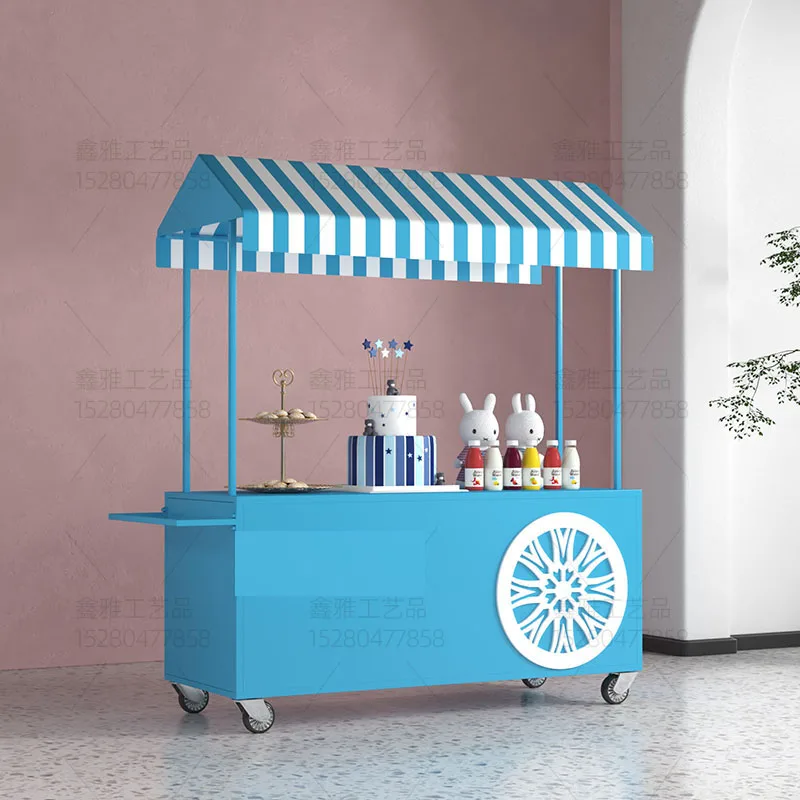 

Wrought iron flower cart stall trolley stall display stand snack cart night market mobile trolley market