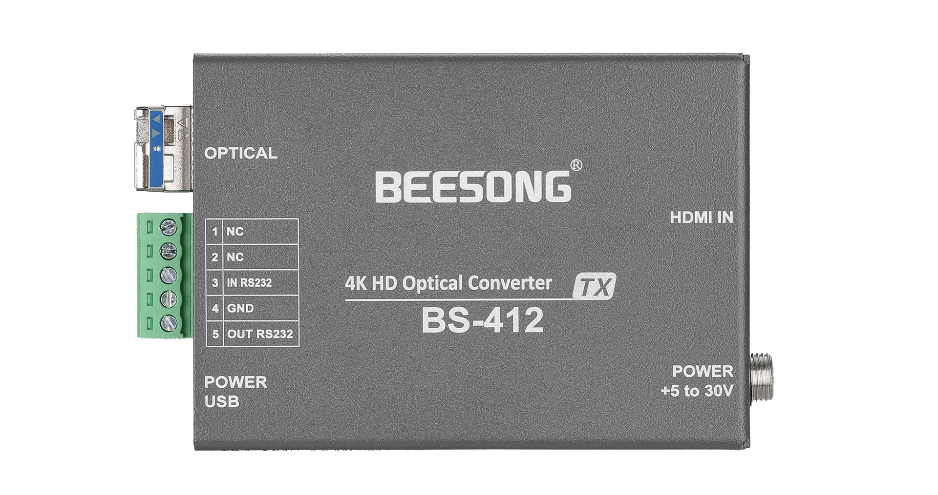 

Оптоволоконный HDMI-конвертер BS-412 Mini 4K60 с RS232, разъемом LC