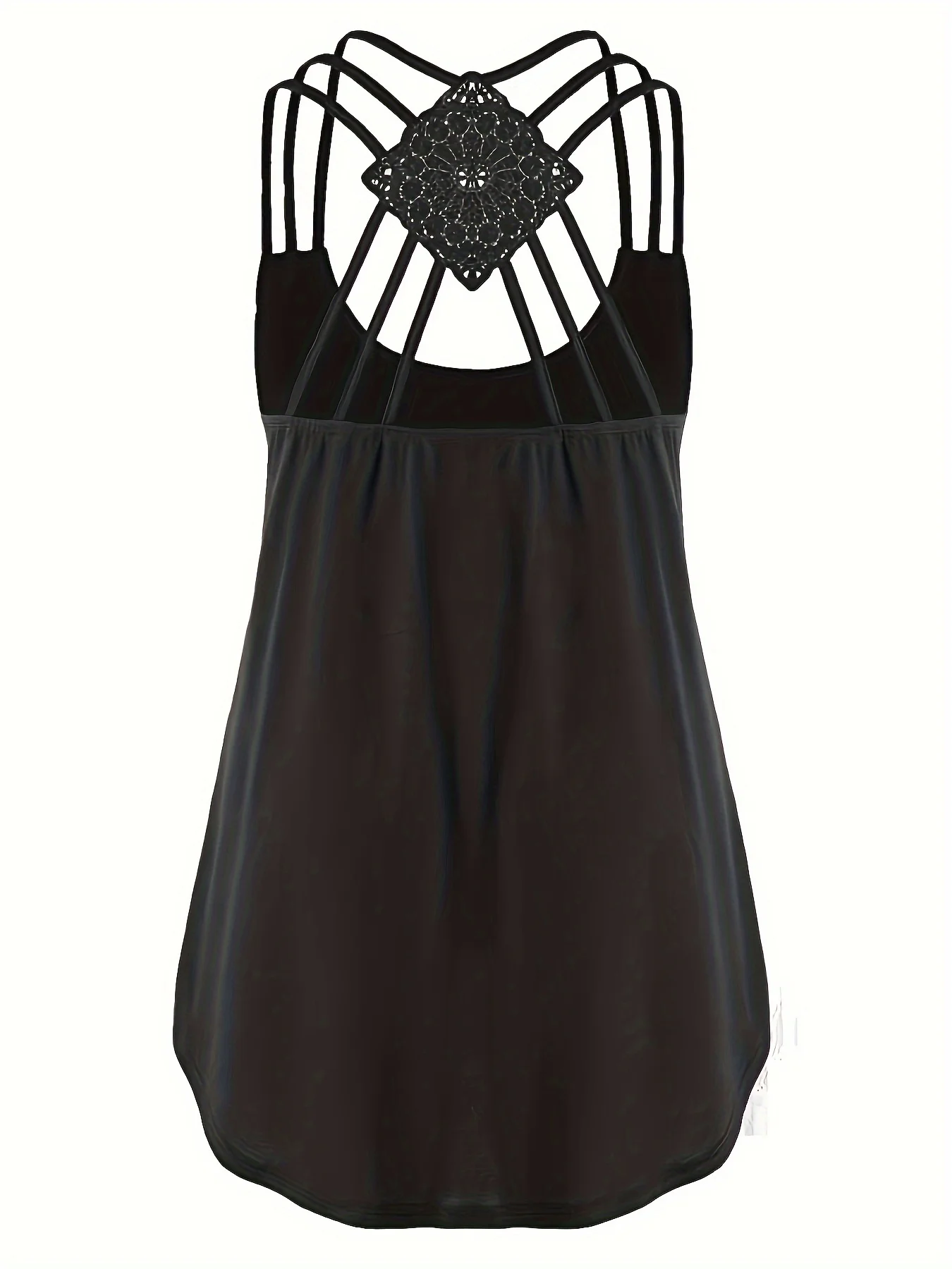 Plus Size Summer Fashion Solid Color Suspender Criss Cross Cami Tank Women's Oversized Slight Stretch Backless Casual Top