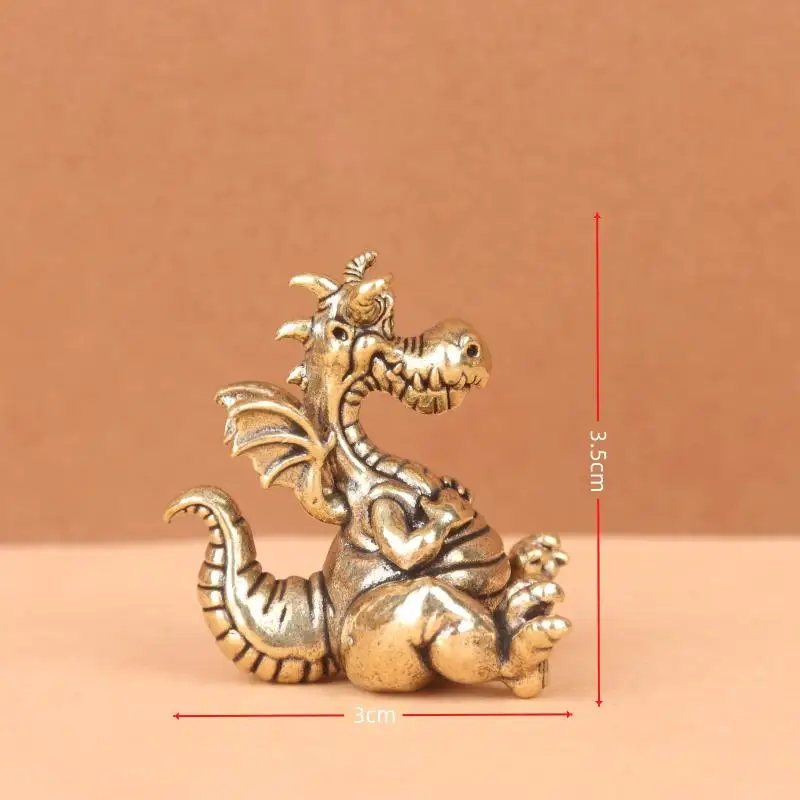Vintage Messing Molliger Drache Miniatur-Statue Glücksbringer Dekorative Figuren Heimdekoration Ornamente Kunsthandwerk – Detail 6