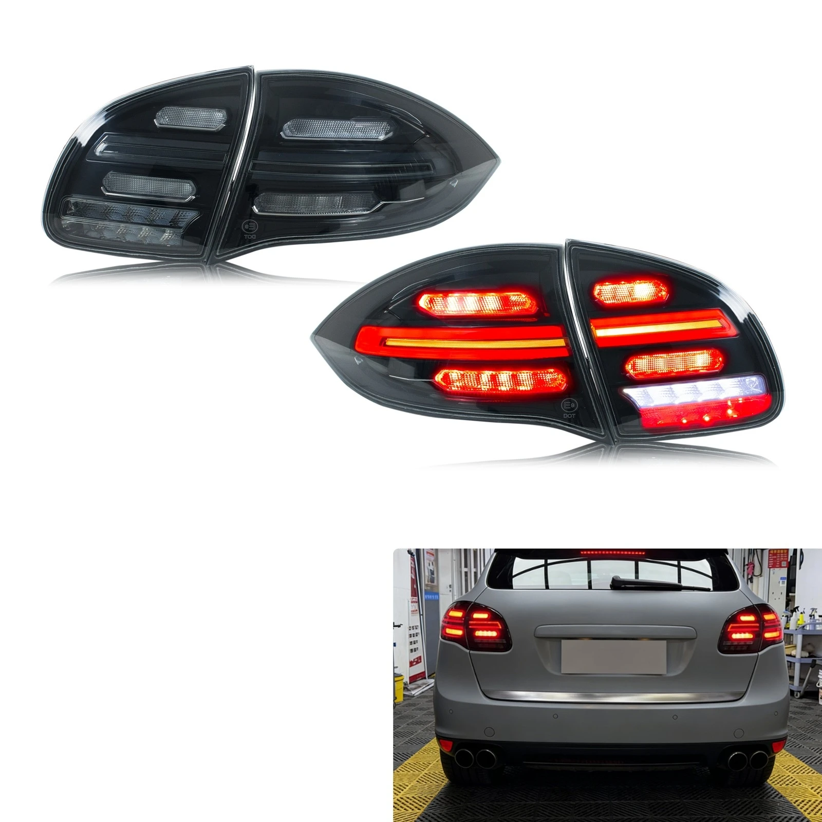 

LED Tail Lights for Porsche Cayenne 958 92A 2011-2014 Sequential Turn Signal Clear Rear Lamps Assembly [Not Fit 2015]