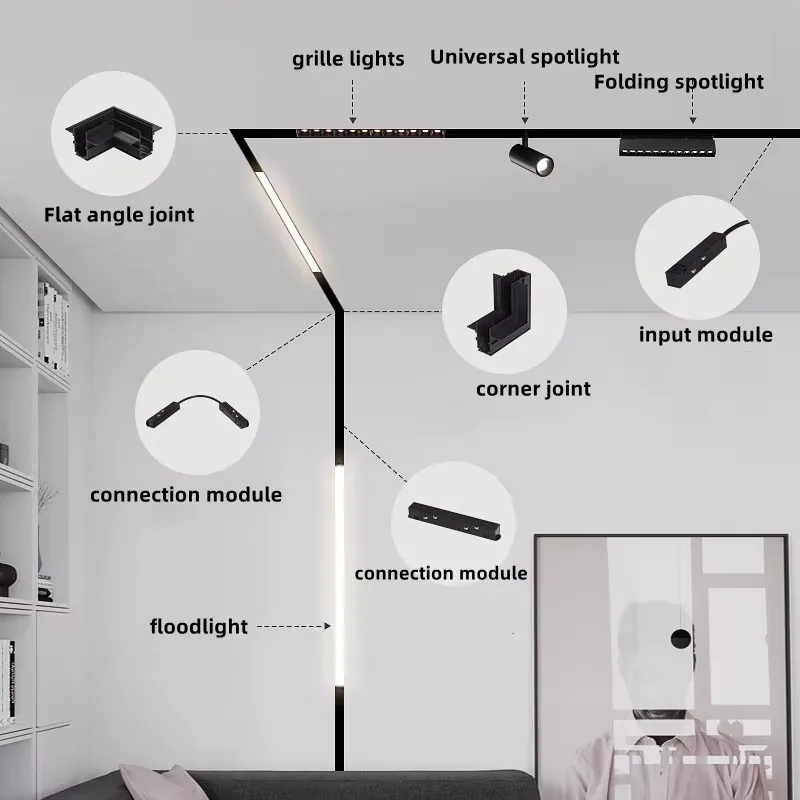 Imagem -04 - tipo de Luz de Pista Magnética Inteligente Tuya Zigbee Bluetooth Dc48v Led Tubo Luz Pingente Holofote Grade Luz Moderna 20