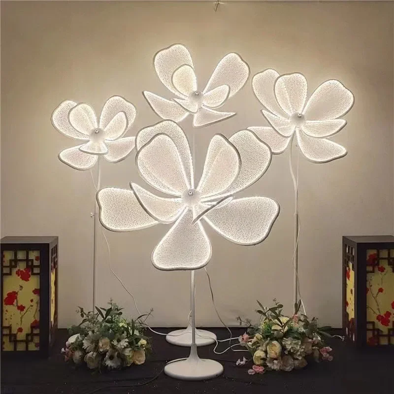 

LED White Lace flower decor Wedding Road Lead Birthday Party Event Stage Decorations Wedding Decoration Luminous Flower Lamp