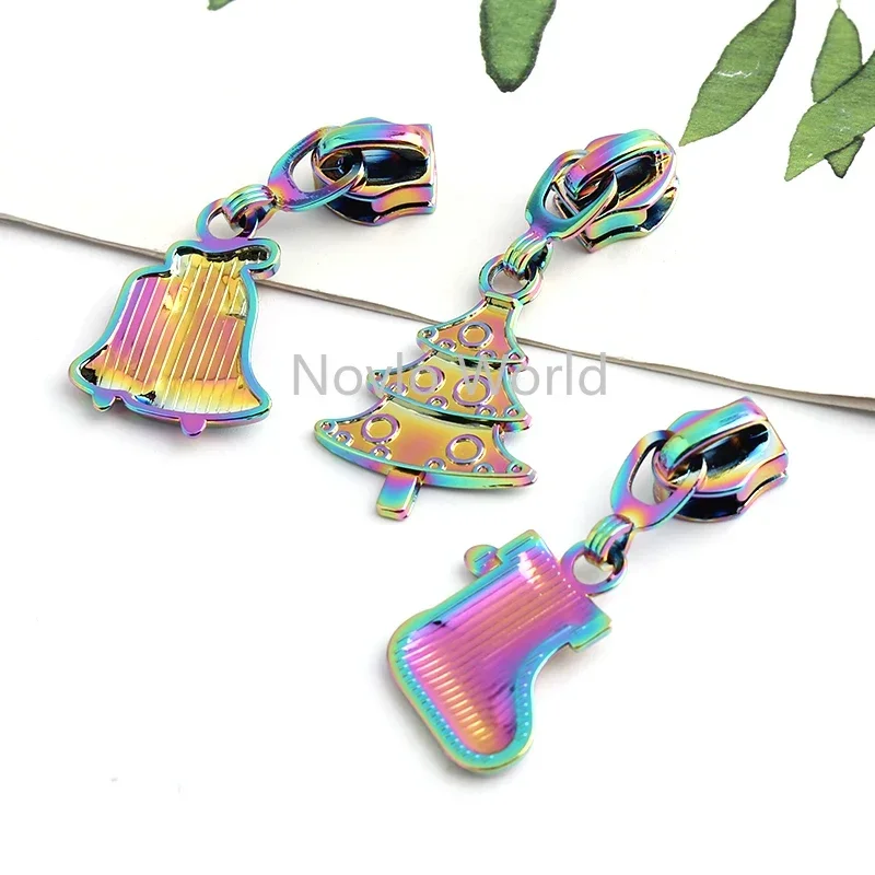 20-80PCS Rainbow 5# Nylon Coil Zippers Puller Slider Christmas Head Teeth Zips Chain Bags Clothing Purse Replacement Accessories