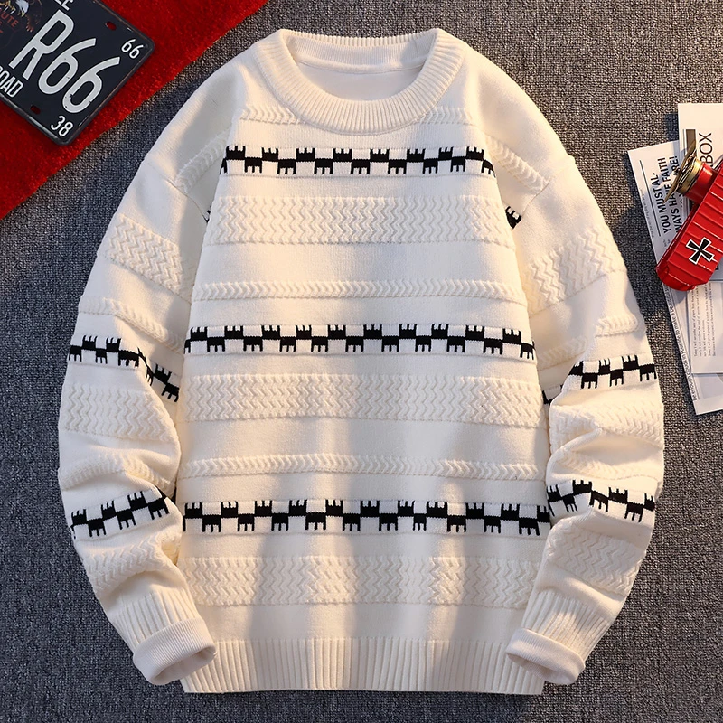 Outono inverno na moda quente em torno do pescoço camisola de malha para masculino engrossado casual solto esportes conforto plus size camisola