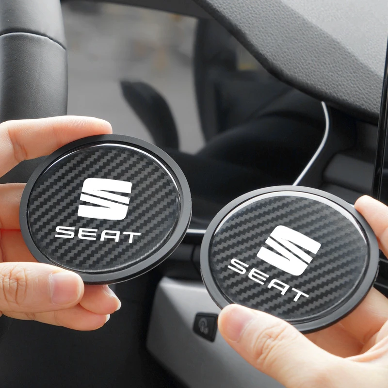 2pcs Car Coaster Waterproof Non-Slip Mats Water Cup Pads For Seat Tarraco Arona Ateca Ibiza Toledo Mii Leon Arosa Exeo ST FR