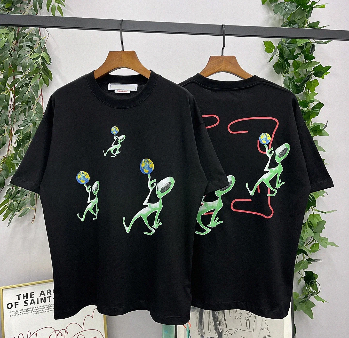 Summer Men's Oversized Top High Street Embroidery Logo 100% Cotton T-shirt High Quality HD X Print T-shirt Tee Casual Clothes