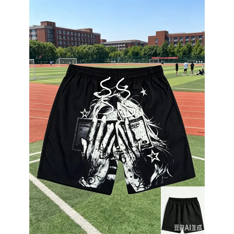 Fashion Trend Men's Printed Shorts Unique Artistic Design Pattern Shorts Athletic Breathable Outdoor Sports Training Shorts