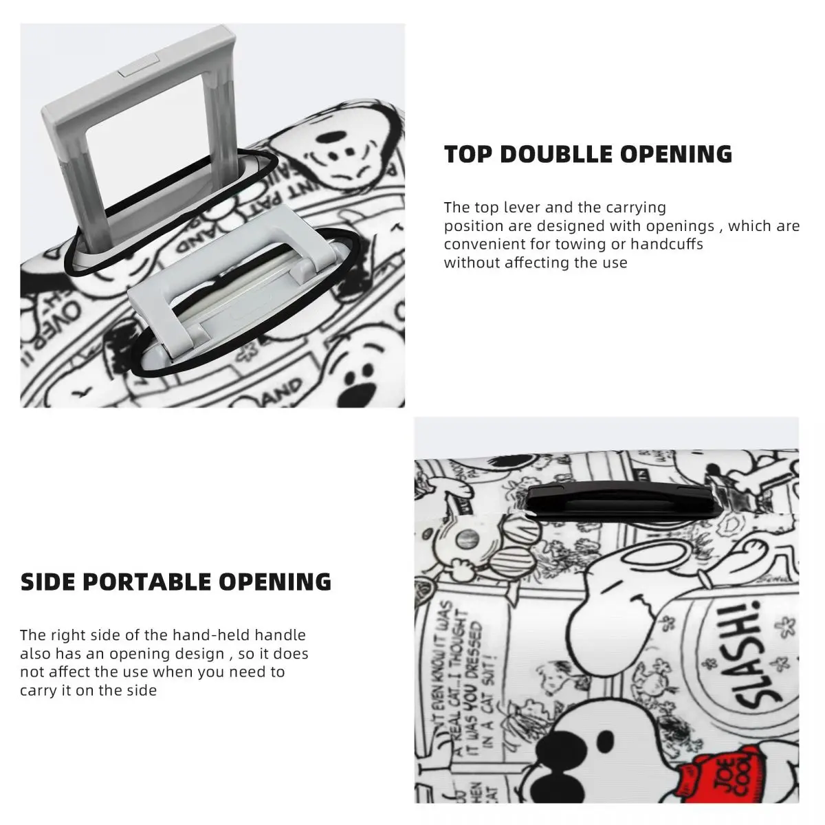 مخصص S-Snoopys الرجعية غطاء حقيبة مرونة تصميم كوميدي الفيلم الأمتعة أغطية حماية لمدة 18-32 بوصة #4