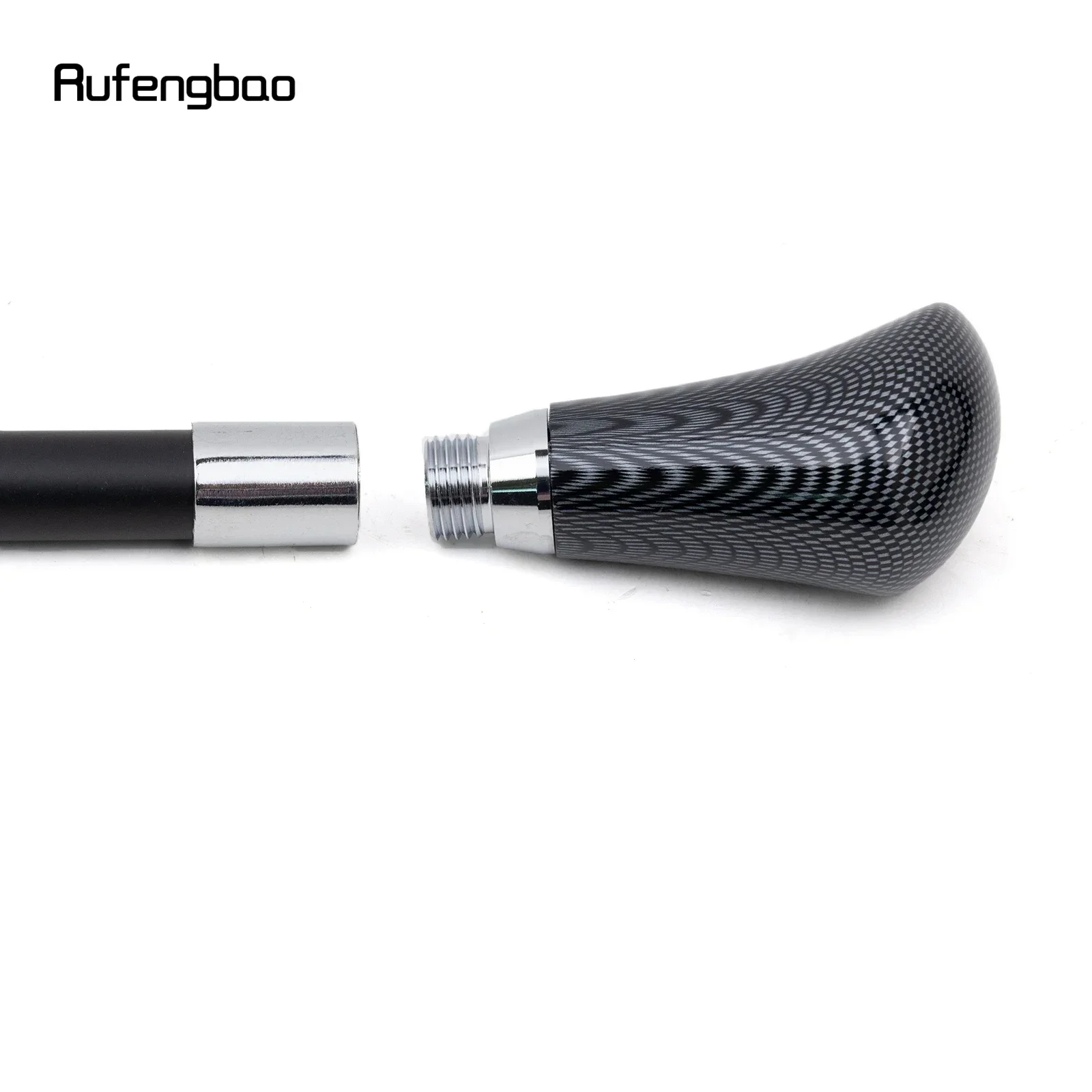 ไม้เท้าหนังสีดำลายตารางสีเงิน แฟชั่นตกแต่ง สำหรับคอสเพลย์ สไตล์สตีมพังก์ และใช้ในชีวิตประจำวัน 94 ซม.