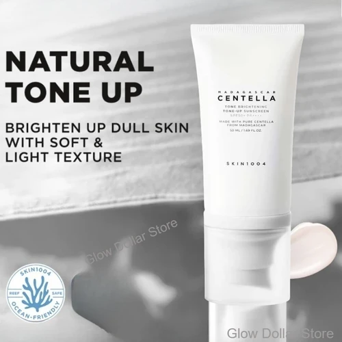 Imagen 2 del producto Serie coreana Centella iluminadora, tóner potenciador iluminador, limpiador facial, protector solar tono, suero facial ampolla, cremas calmantes