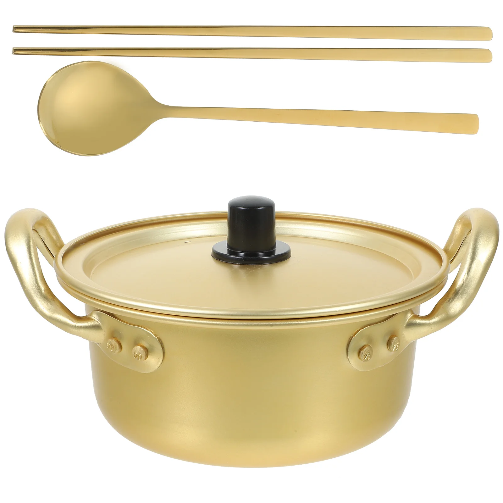 

1 Set Aluminum Ramen Double Handle Soup Noodle Cooking For Grill Alcohol Stove Non Stick Household Cookware Seafood Pot Korean