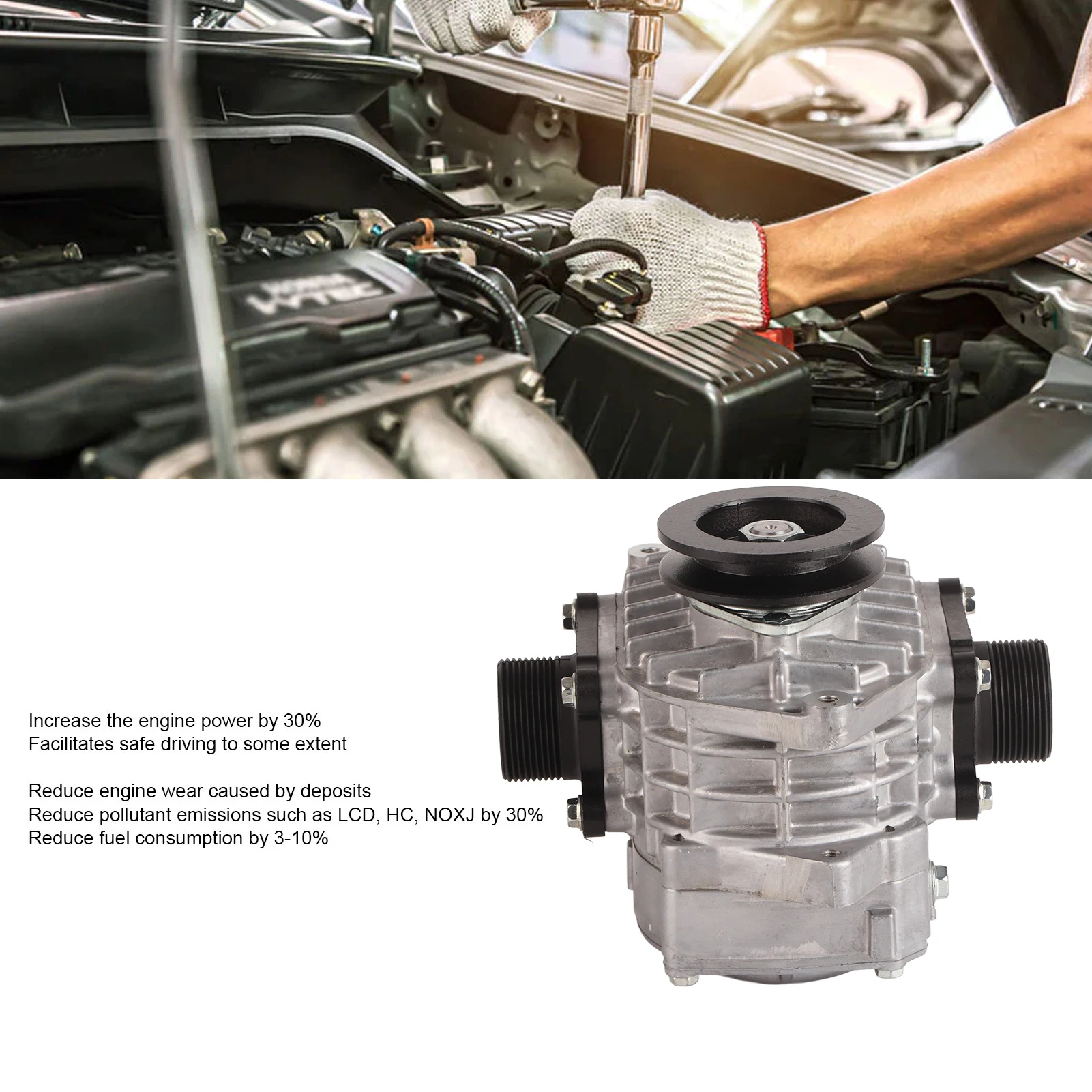 AMR500 Universal Supercharger Compressor LCD HC NOXJ Reduction with V Pulley for 2.0 and Below Displacement