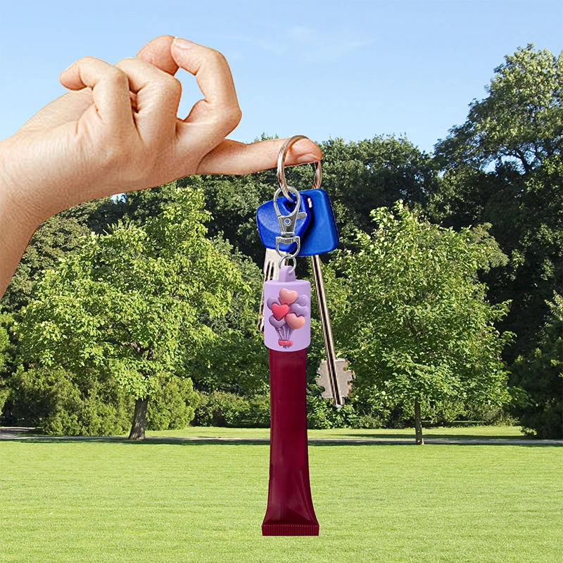 Bolsa de lápiz labial portátil, bolsa de maquillaje, bolsa de bálsamo labial, llavero, soporte, cubierta protectora, tapa con forma de globo para bálsamo de brillo de labios