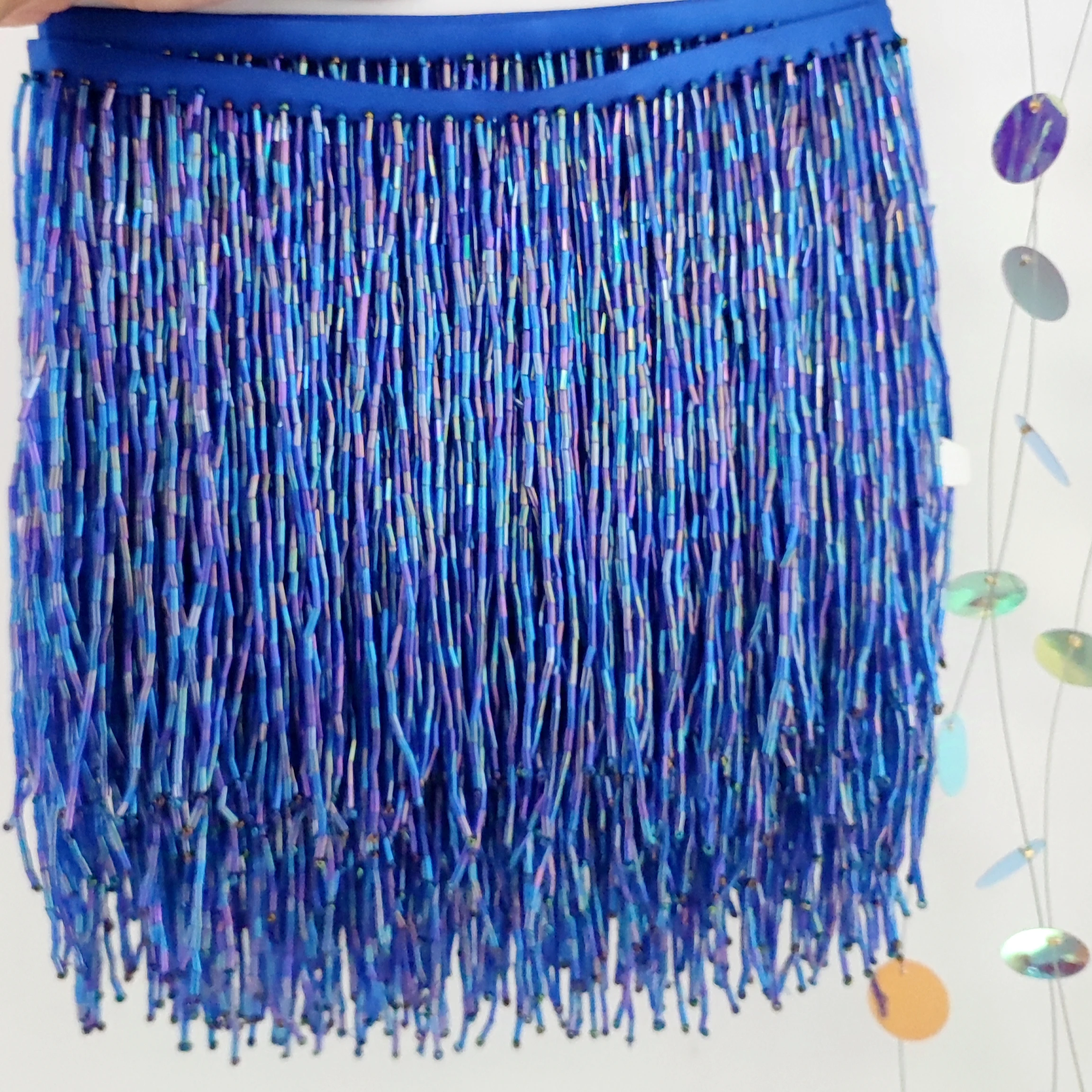 

15cm Wide All Bugle Beads Beaded Fringe, Silver,gold,white, black,yellow,pink,red,blue,green,purple Beaded Fringe, Custom Colors