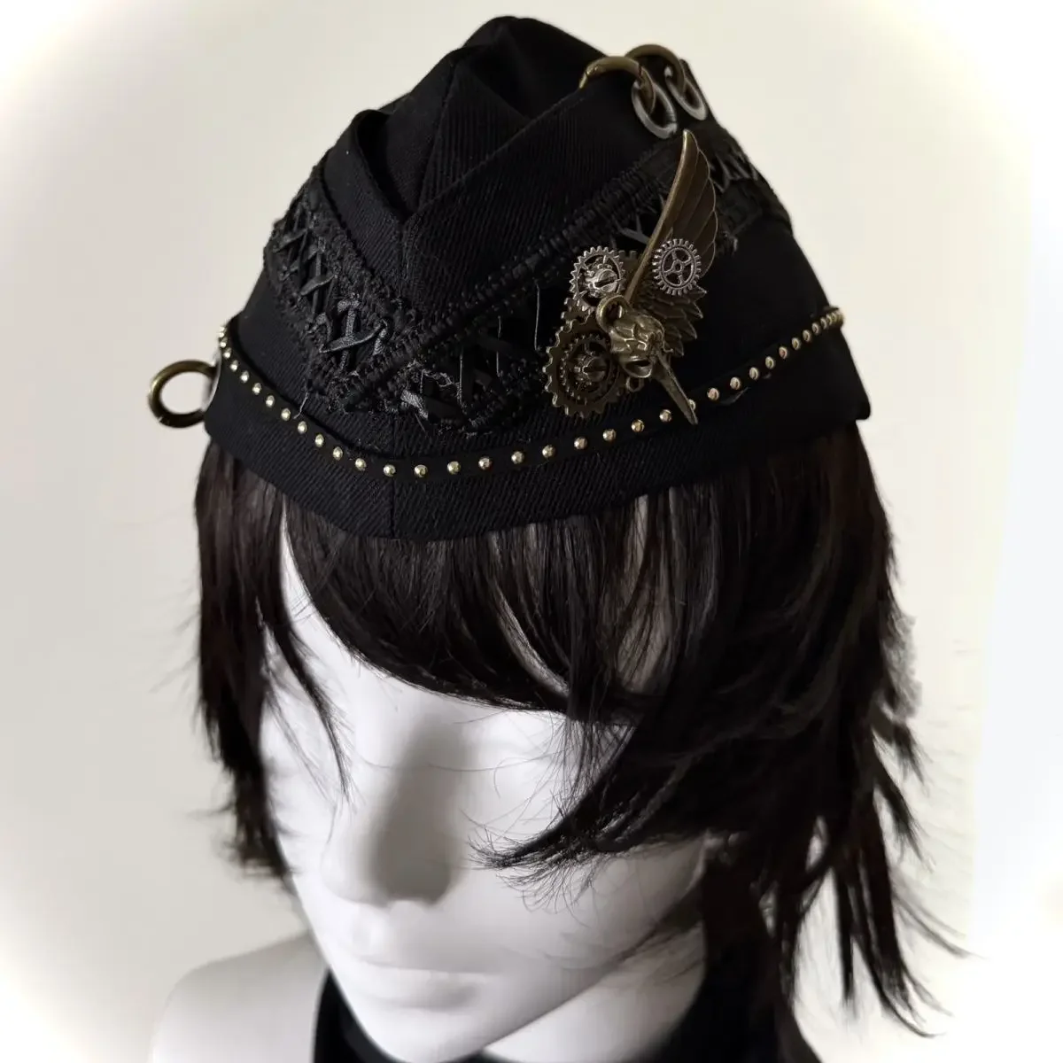 Punk Y2k Yabi Style Dark Stitching Webbing Top Hat Sailor Hat Navy Style Punk Retro Hat
