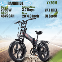 RANDRIDE YX20M Folding Electric Bicycle 2000W Dual Motor 48V20AH City Electric Bike 20*4.0-inch Fat Tire Mountain Off-road Ebike