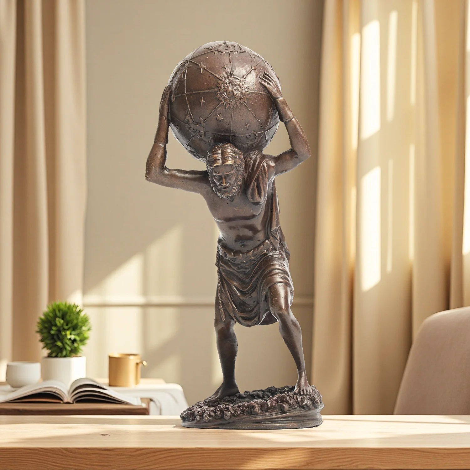Greek Titan Bronze Atlas Carrying The World Statue Greek Myth God Atlas Bronze Sculpture For Home Indoor Decor Ornament Crafts
