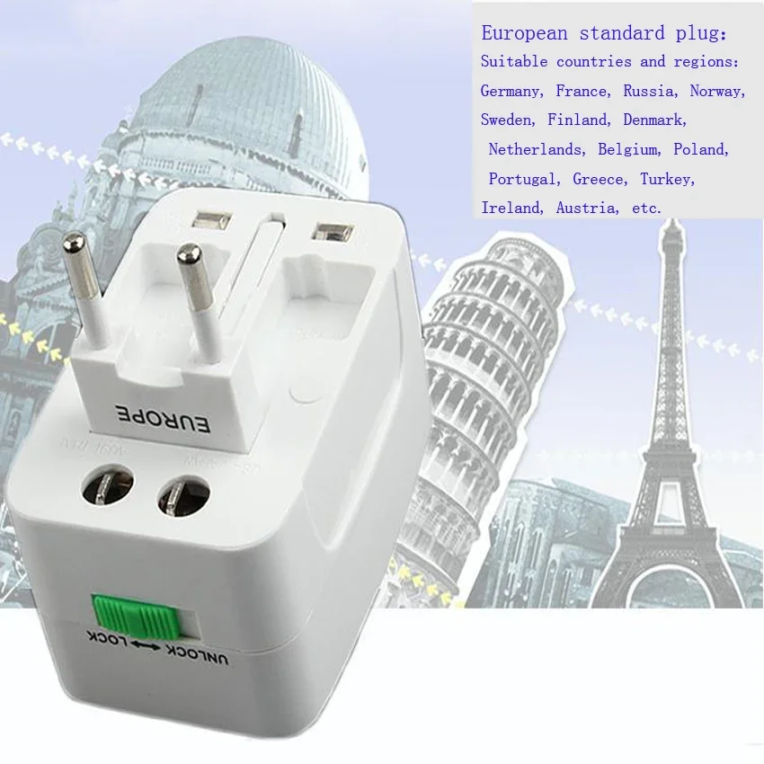 Real Rushed Travel Converter Adaptor Universal Conversion Plug Multi-purpose For Many Countries,such As Us\\uk\\au\\eur Etc.