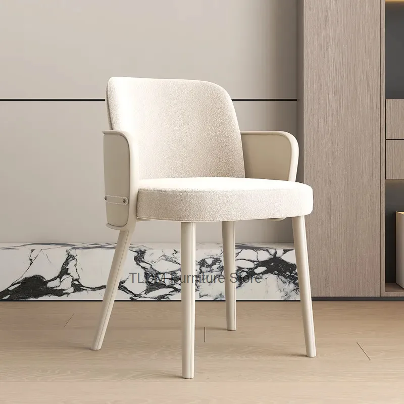 Minimalist Fabric PU Swivel Dining Chair Curved Wrap Armrest Stitch Detail Apartment Bedroom Dressing Table Leisure Accent Chair