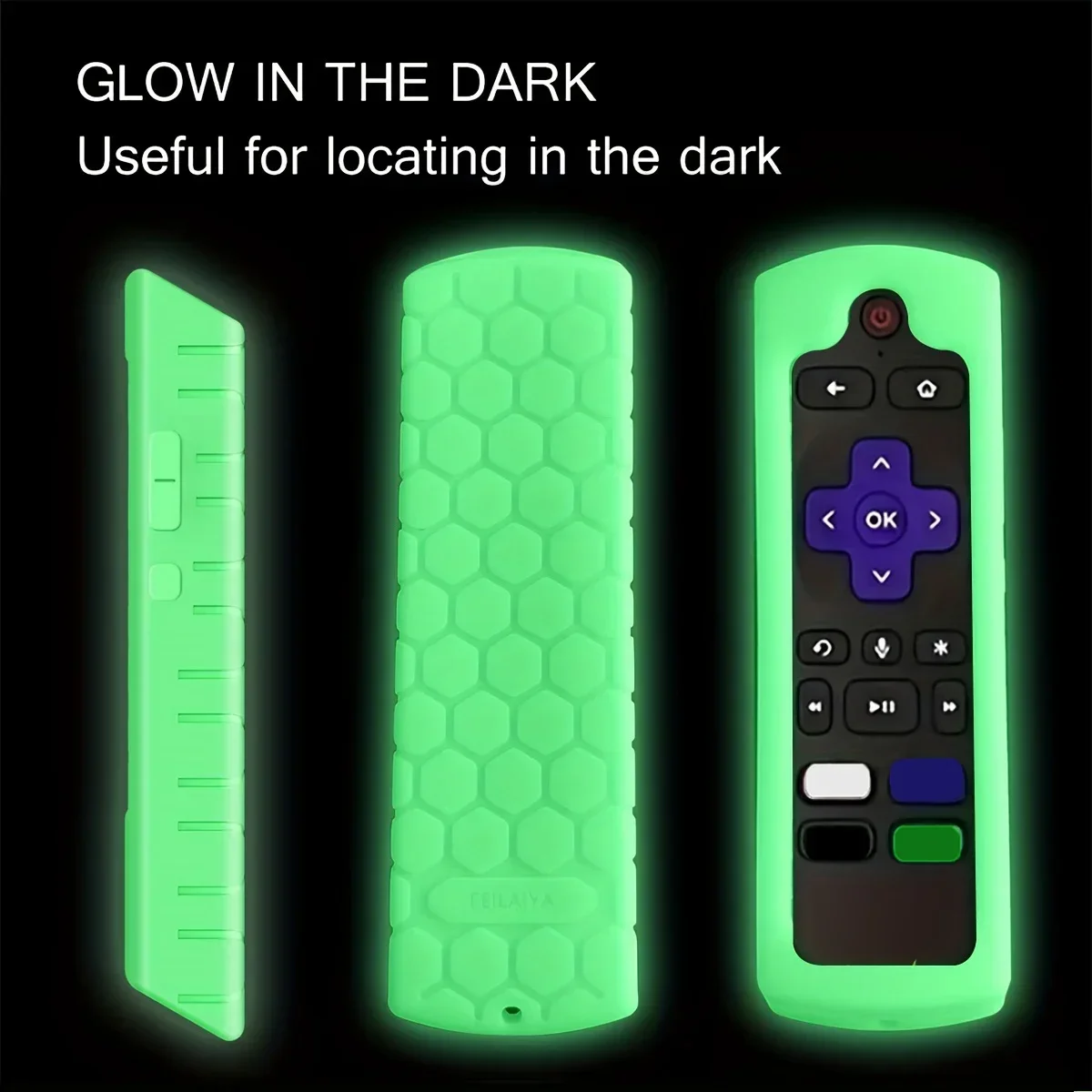 1/2/3 piece of luminous silicone universal remote control set with hanging rope suitable for TCL Hisense Roku TV remote control