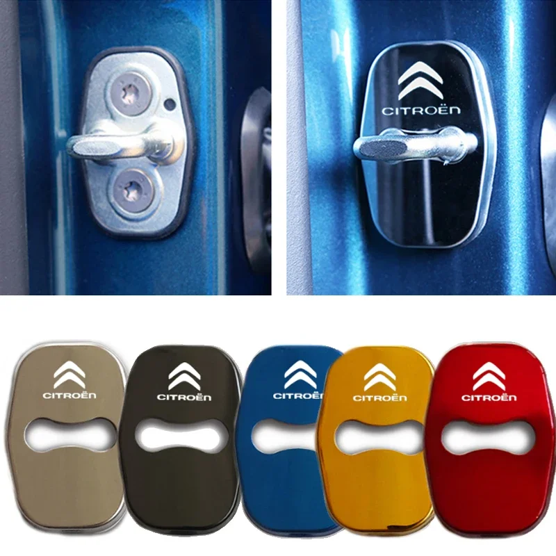 Car Door Lock Cover Case Stickers for Citroen Emblem Elysee C4 C5 C6 Picasso C-Quatre C3XR Car Gate Protection Auto Decoration