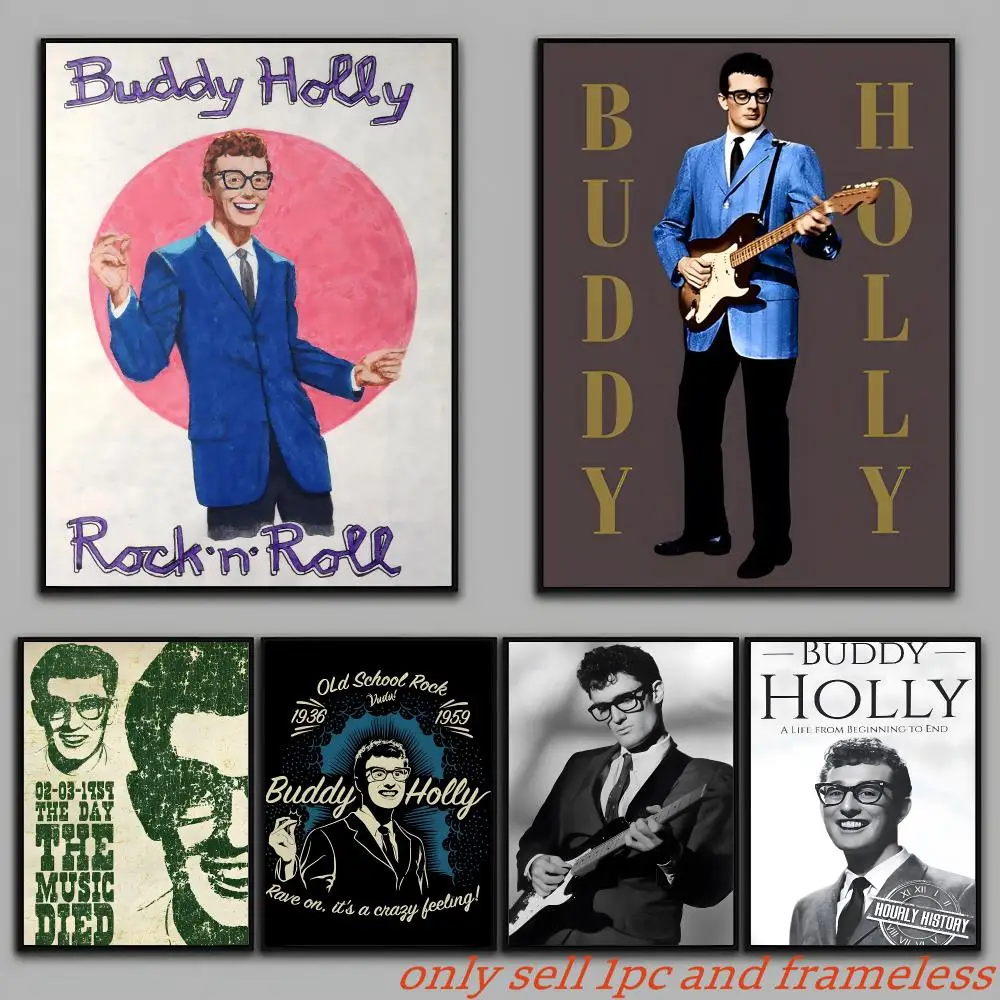 Retro Singer B-Buddy Holly Poster Art with prints Home bedroom living room decoration gift