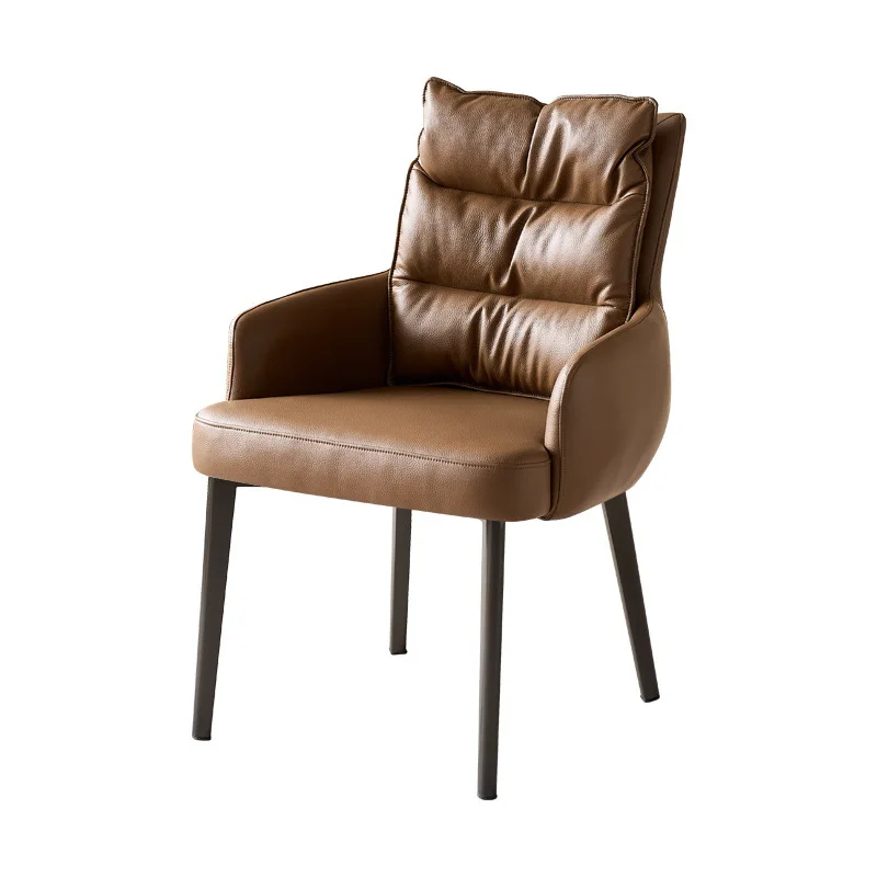 

Italian household dining chair mahjong chair light luxury high-end chess and card room soft bag sedentary comfortable chair