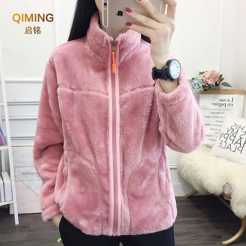 

Coral Fleece Plush Jacket Women Autumn Winter Polar Fleece Thickened Loose Fragrance Warm Pink Woman Clothes Jacket Coat Ins Hot