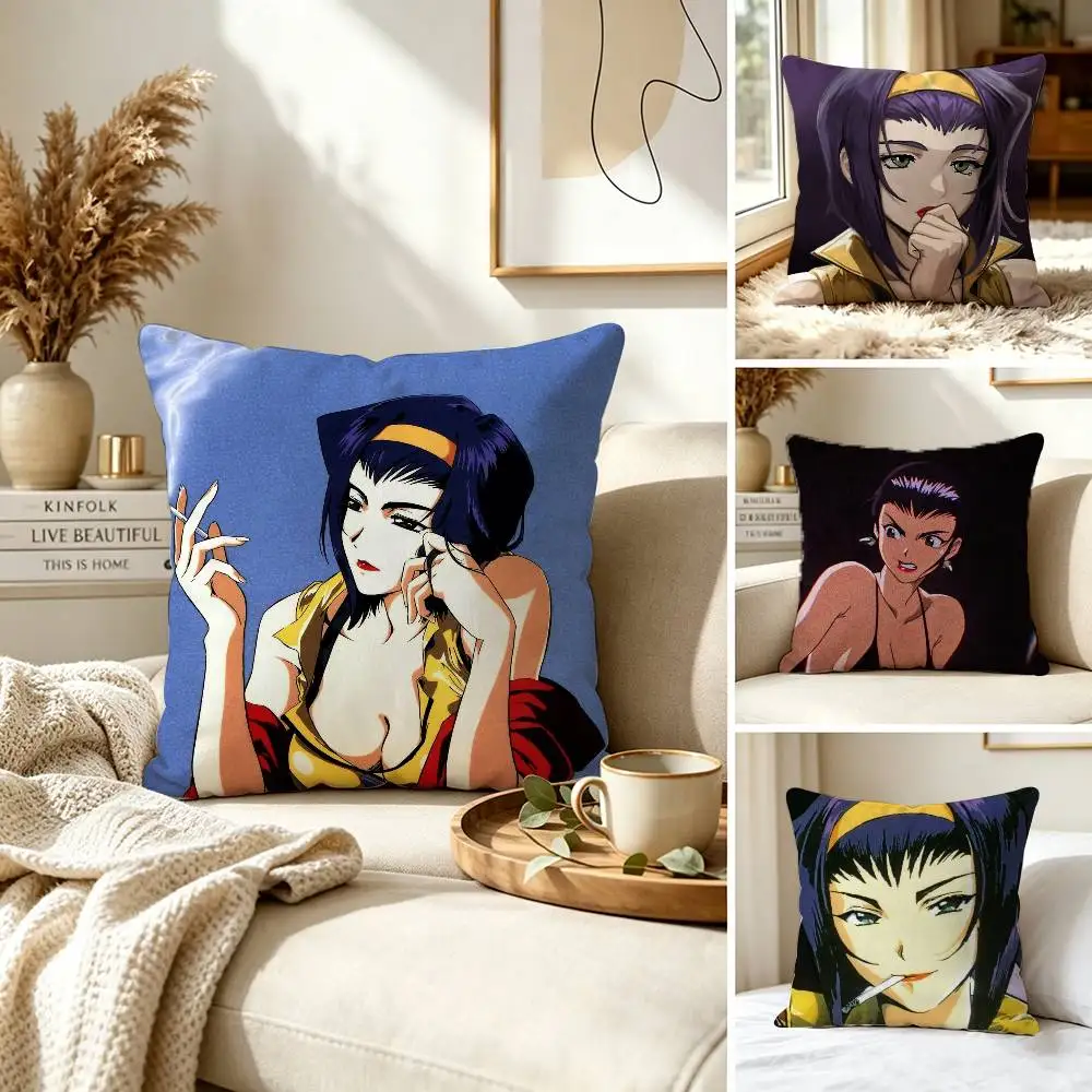 Cowboy Bebop Faye Valentine Pillow Case for Sofa Living Room Home office Decor Protective Cover