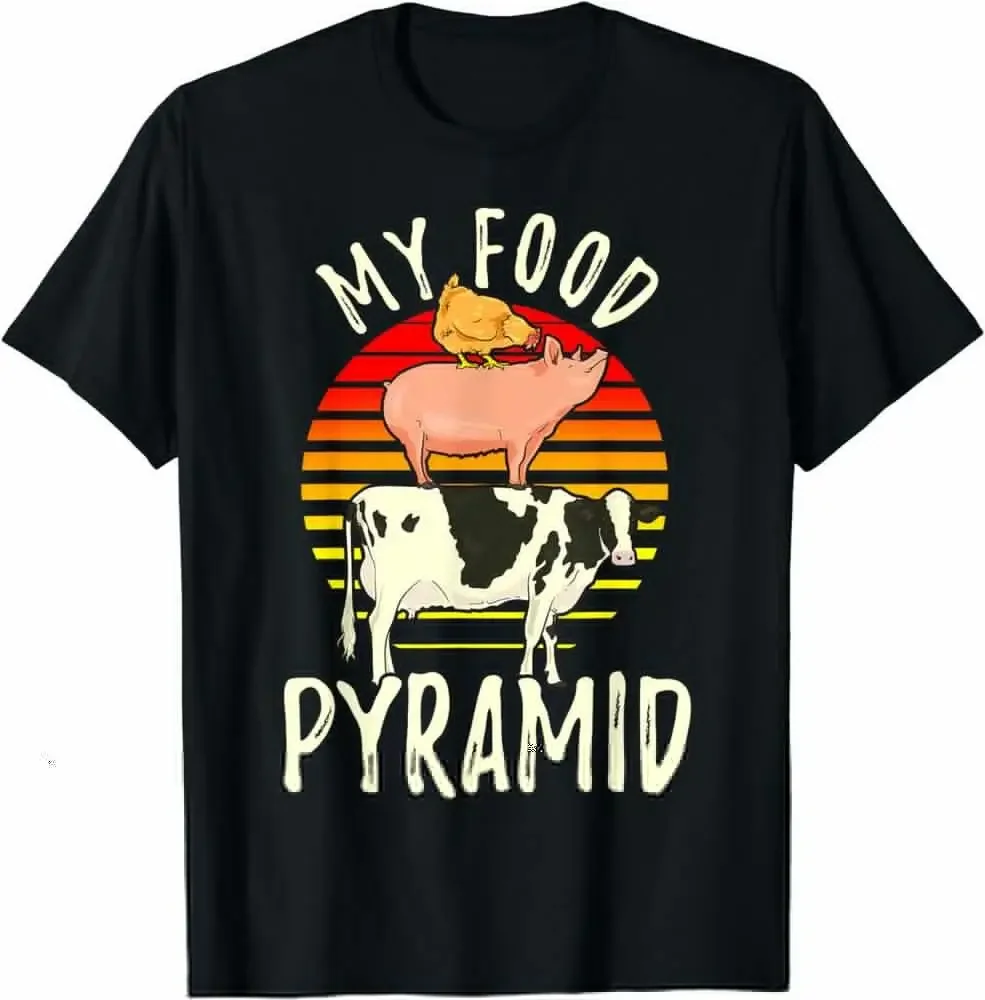 Camiseta divertida de My Food Pyramid Meat Eater Carnivore Diet Food Nutrition, camisetas gráficas de Anime, camisetas Unisex de manga corta de verano