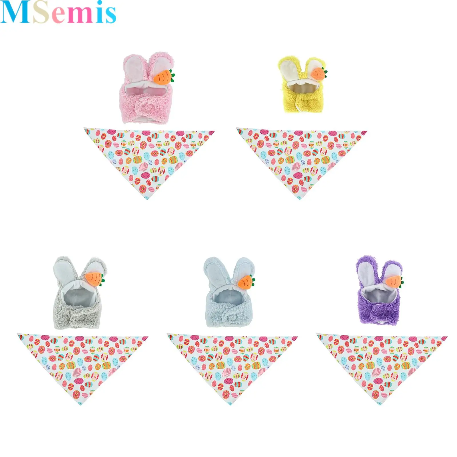 

2 Pieces Easter Bunny Porch Goose Outfit Adjustable Bunny Hat Colorful Egg Scarf Easter Decoration Lawn Garden Yard Decor