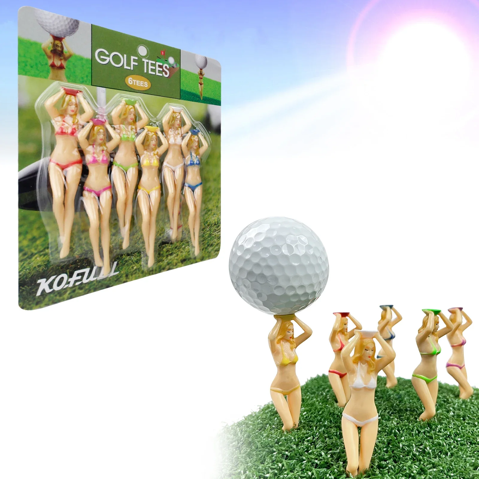 6Pcs Novelty Sexy Bikini Golf Tees Plastic Holder Accessories