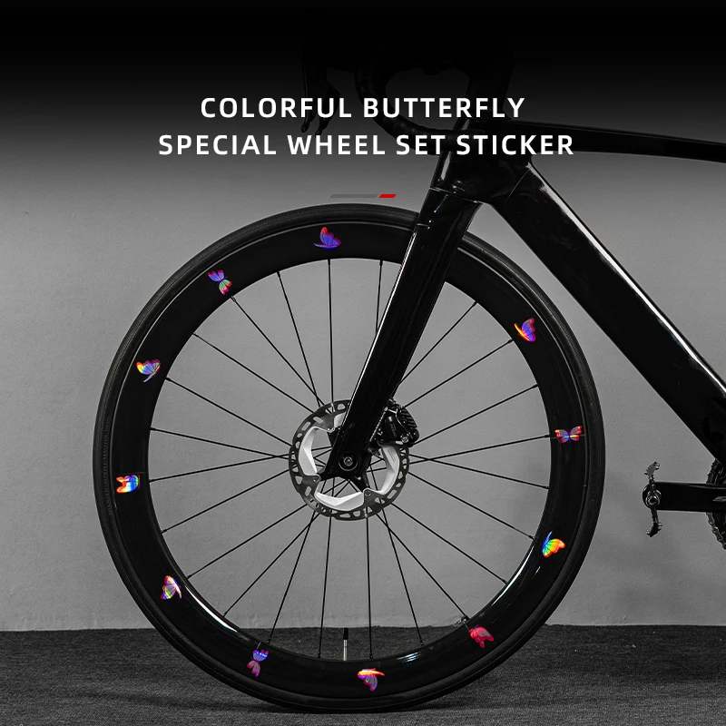 For Road/Mountain Bike - Butterfly Hub/Rim Sticker, Color Change Decor, Waterproof Reflective Wrap, Wheel Decal Accessories