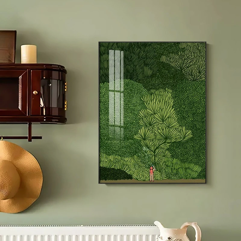 Forest small fresh canvas paintng creative green restaurant hotel decorative painting background wall mural