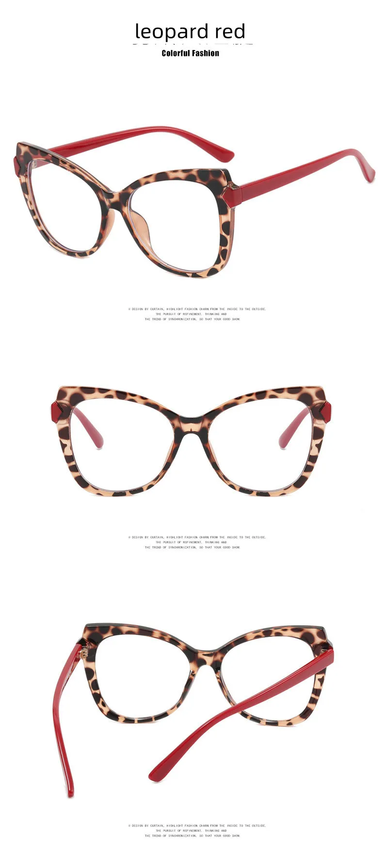 Mode Marke Luxus Design Retro Oversize Leopard Dame Rahmen Photochrome Anti Blau Licht Hyperopie Lesebrille 0 Bis + 6 – Detail 10