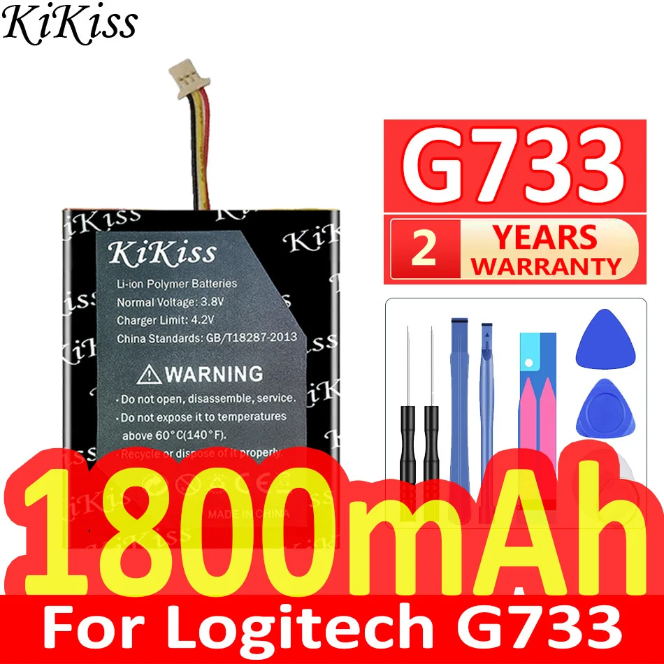 

1800mAh KiKiss Powerful Battery For Logitech G733 LightSpeed 3 Wire Plug